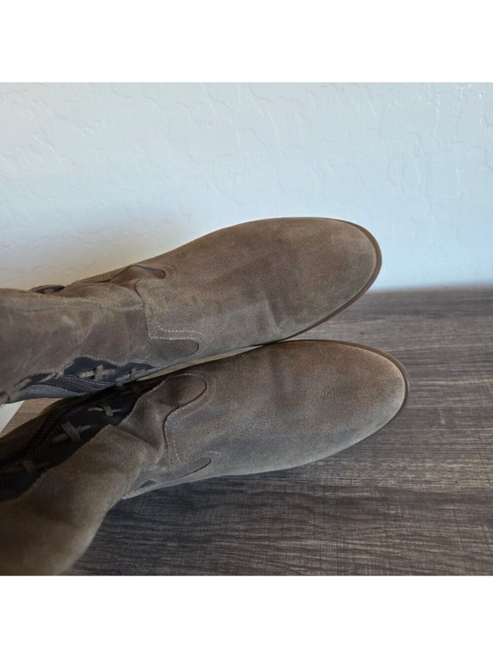 Born Suede Distressed Albi Tall Riding Boots Brown 8.5 Western Boho Cross Stitch - Picture 6 of 12